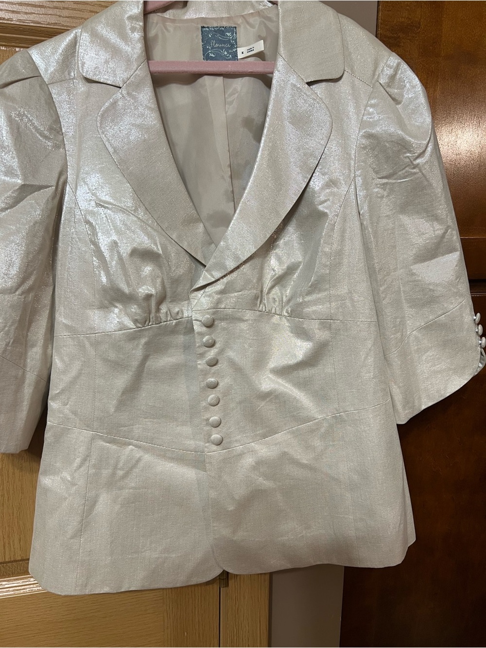 Flou Shimmery Pearl Cream Button-Front Jacket